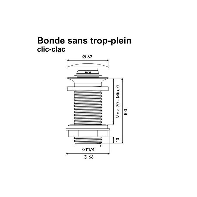 Bonde lavabo clic-clac sans trop plein