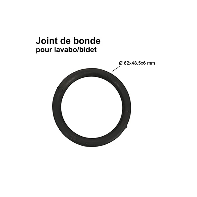 Joint pour bonde de lavabo ou bidet - Ø 62 x 48,5 x 6 mm