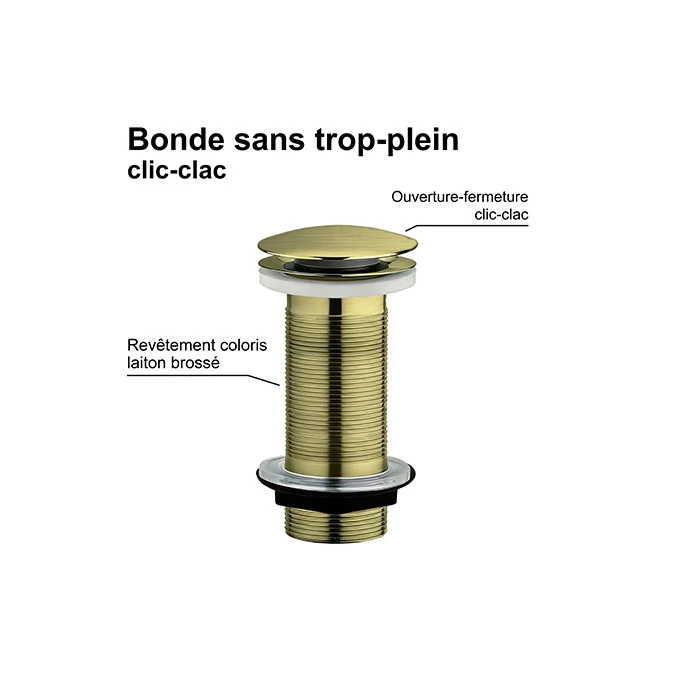 Bonde lavabo clic-clac sans trop plein