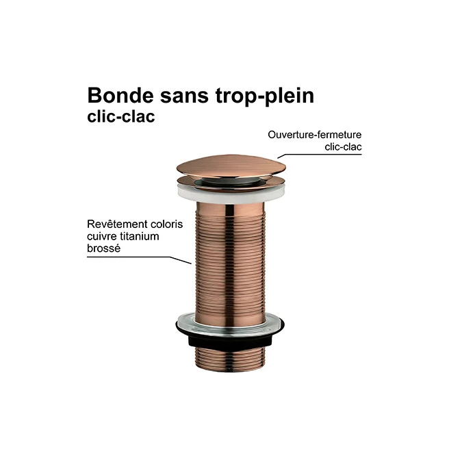 Bonde lavabo clic-clac sans trop plein