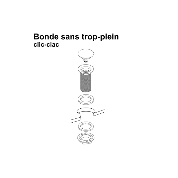 Bonde lavabo clic-clac sans trop plein