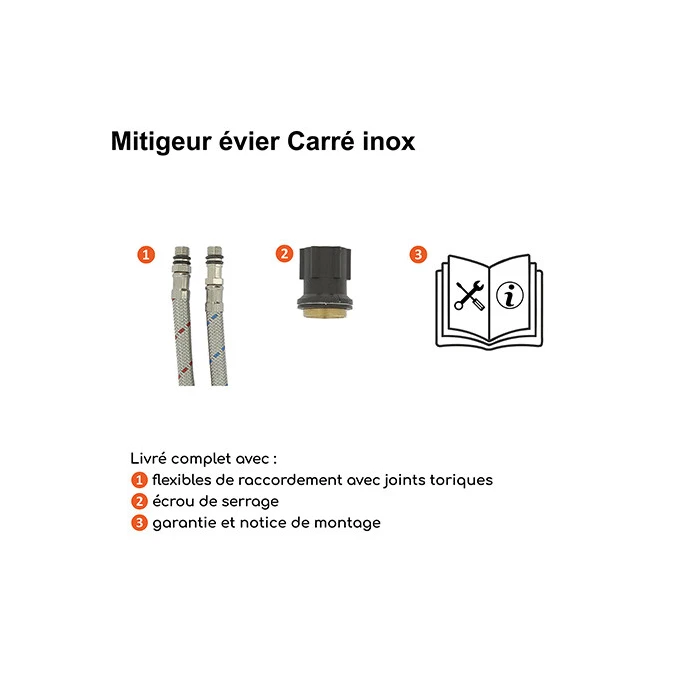 Mitigeur évier CARRÉ avec douchette extractible