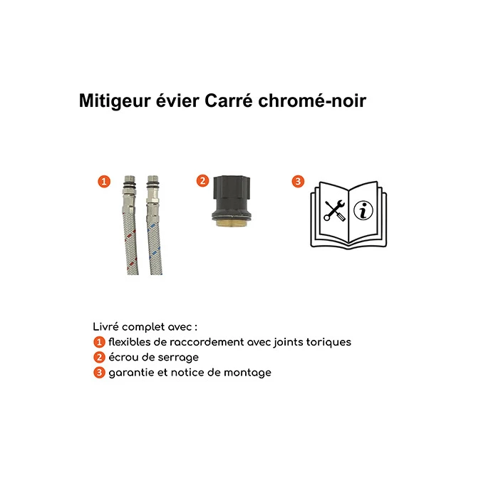 Mitigeur évier CARRÉ avec douchette extractible