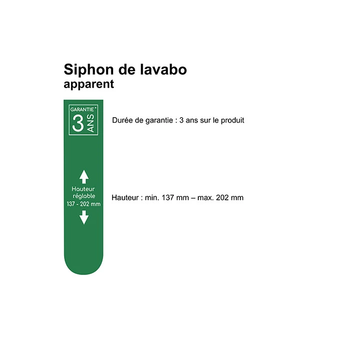 Siphon lavabo apparent réglable