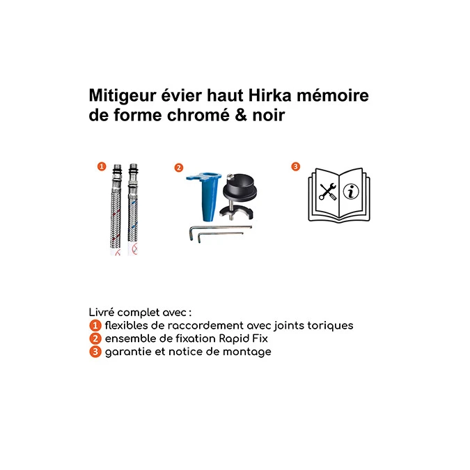 Mitigeur évier haut à mémoire de forme HIRKA RAPIDFIX