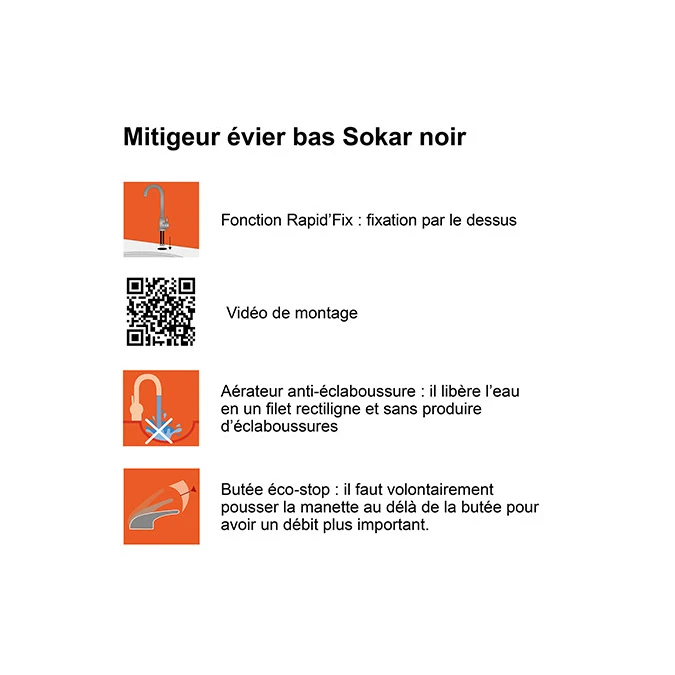 Mitigeur évier SOKAR RAPIDFIX BAS