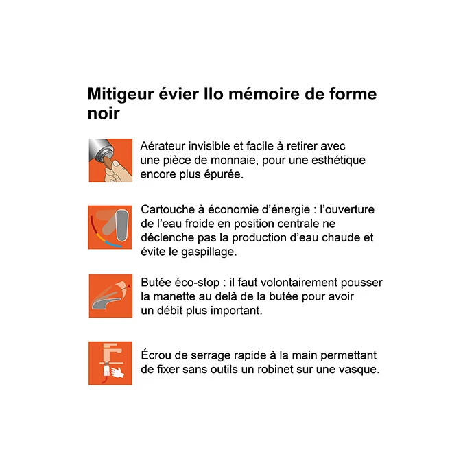 Mitigeur évier ILO MEMOIRE DE FORME