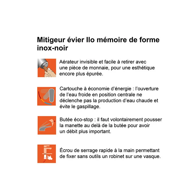 Mitigeur évier ILO MEMOIRE DE FORME