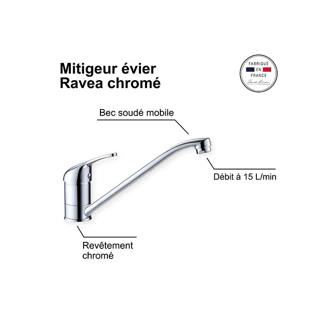 Mitigeur évier RAVEA - Fabrication Française - Certifié NF