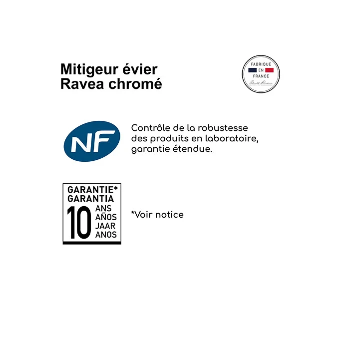 Mitigeur évier RAVEA - Fabrication Française - Certifié NF