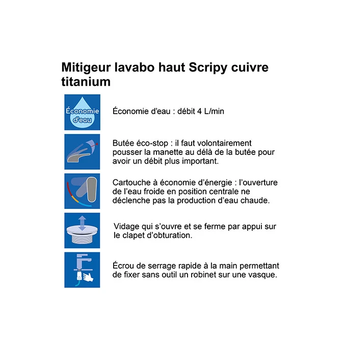 Mitigeur lavabo SCRIPY haut