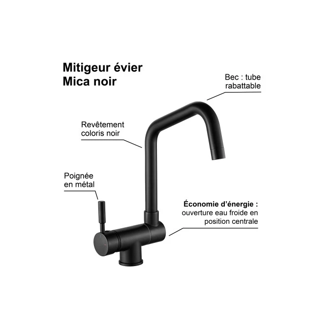 Mitigeur évier avec bec rabattable MICA