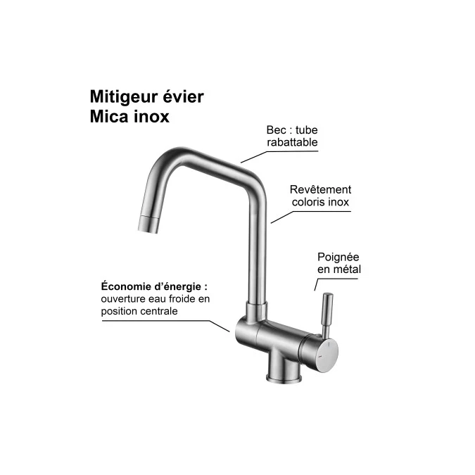 Mitigeur évier avec bec rabattable MICA