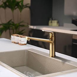 mitigeur de cuisine laiton brossée pose par le dessus 