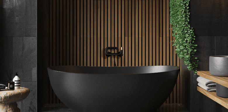 mitigeur de baingoire le O Edouard Rousseau dans ambiance salle de bain naturelle