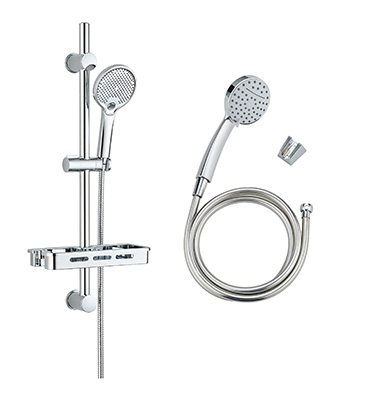 ensemble pour la douche douchette, flexible et barre de douche chromé