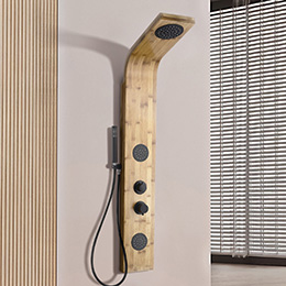 colonne de douche noir et bois moderne