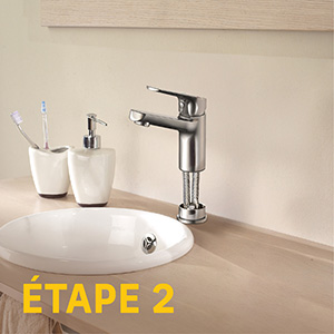 mitigeur de lavabo chromé fixation par le dessus et sans outils 