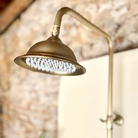 tête de douche ronde laiton brossé