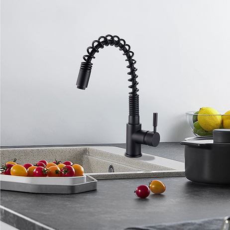 Mitigeur évier noir douchette extensible