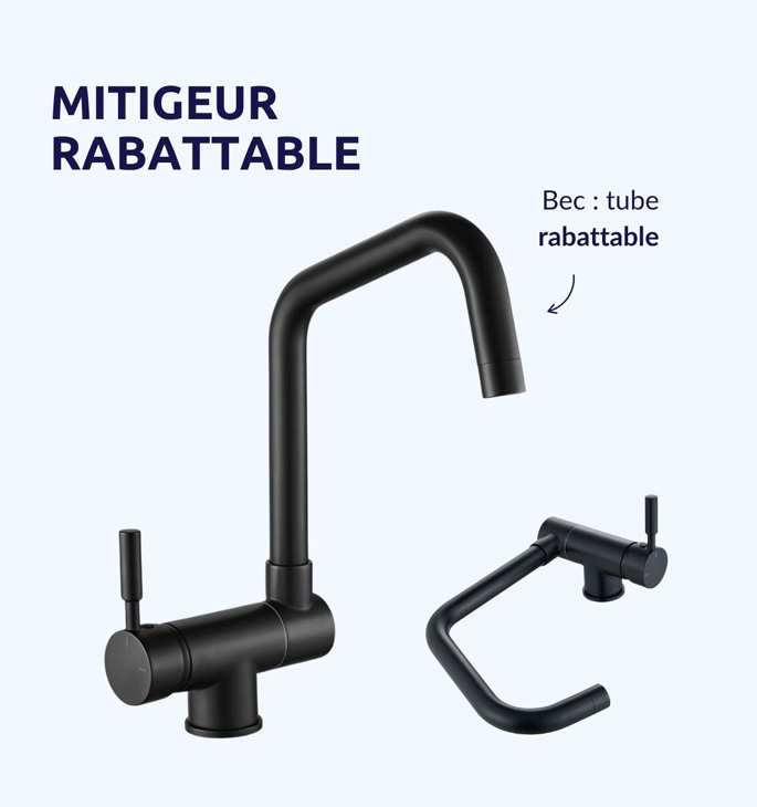 Mitigeur bec rabattable pour évier devant fenêtre