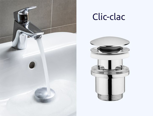 bonde de lavabo clic-clac chromée
