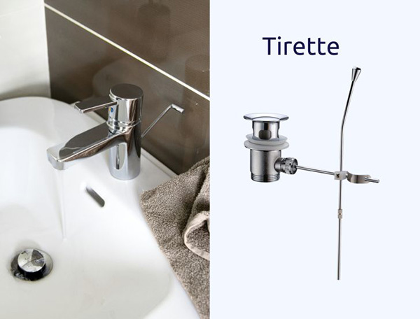 bonde de lavabo à tirette pour lavabo avec trop plein