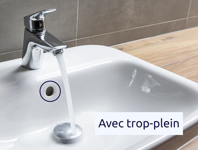 lavabo de salle de bain avec trop-plein